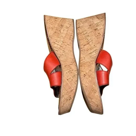 Sam Edelman Women's Reid Leather Cork Platform Sandal, Red, 7.5 M US - Picture 3 of 8